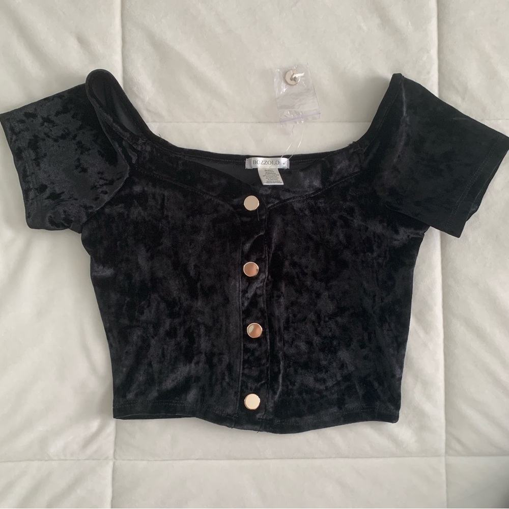 BOZZOLO black velvet crop top